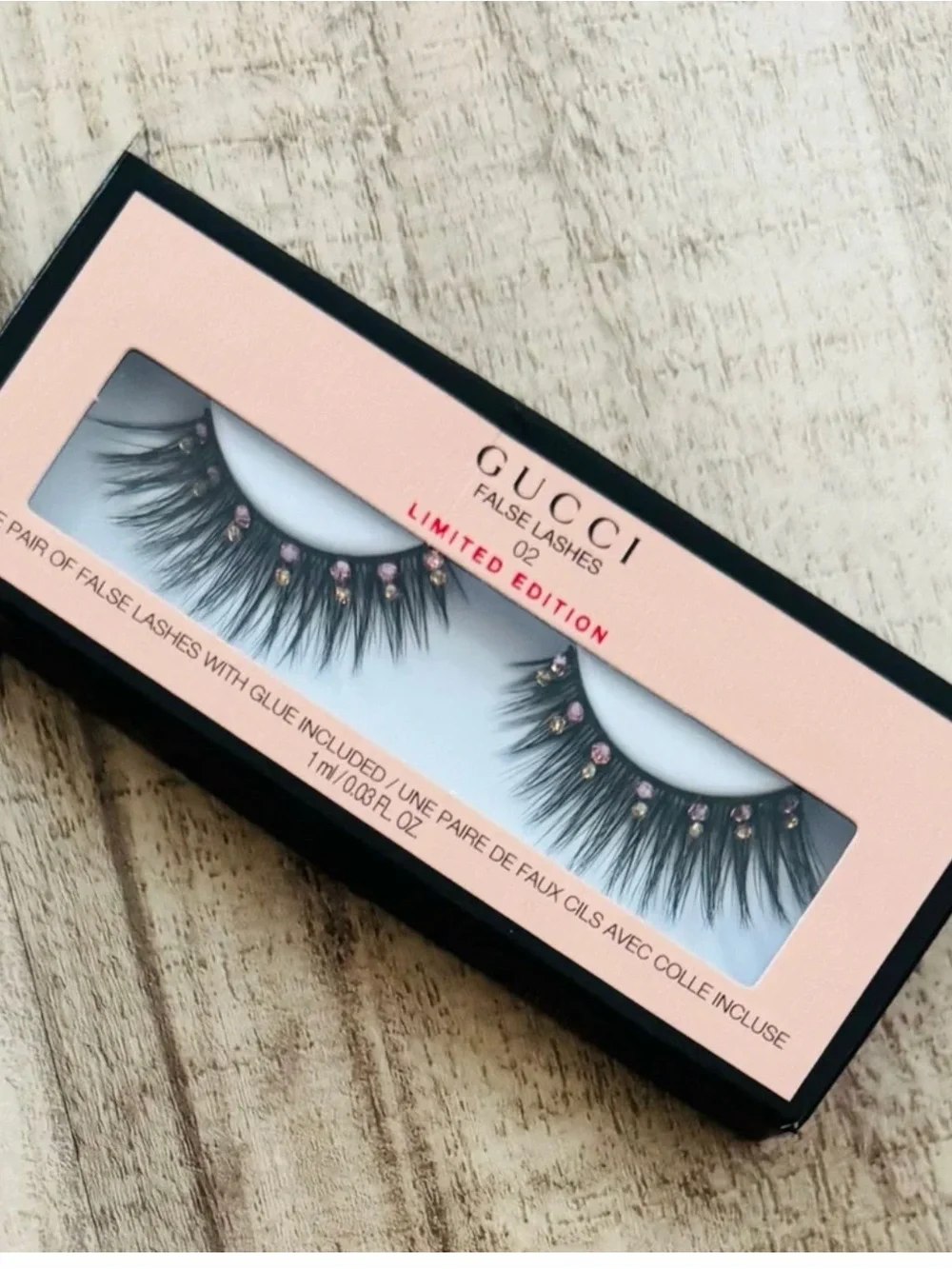 Gucci Black False Lashes with Pink Crystal Accents - Picture 3 of 5
